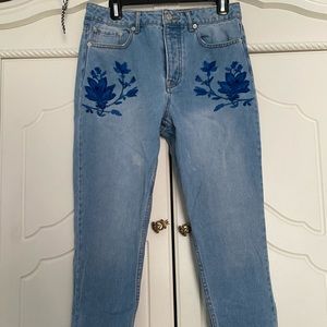 forever 21 blue embroidered jeans